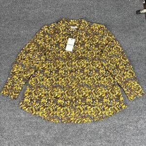 Foxcroft Mary Plus Ditsy Floral Corduroy Long Sleeve Shirt NWT Size 16W